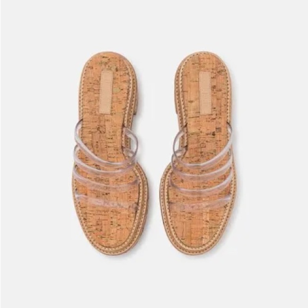 Cult Gaia Cork and Clear Strap Sandals